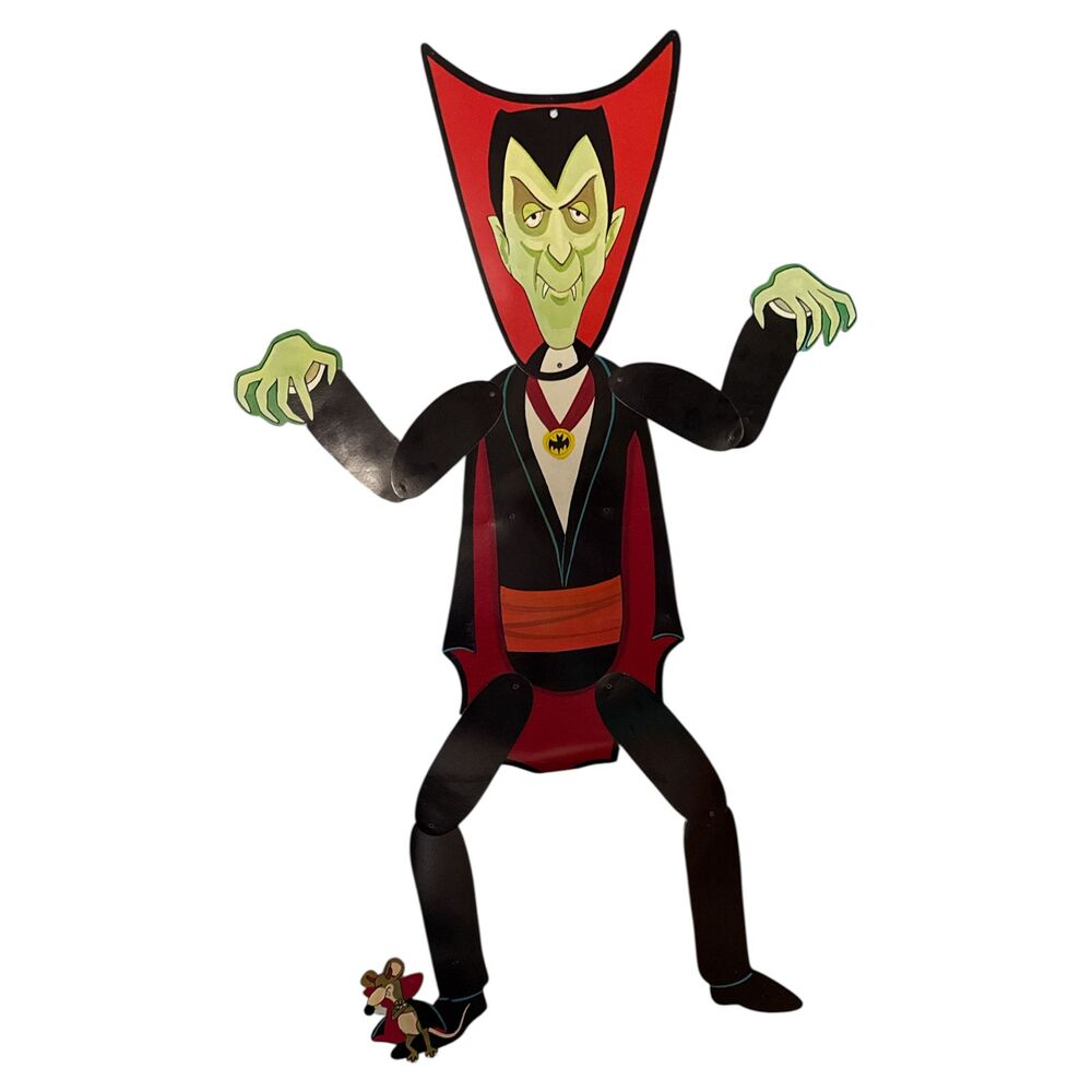 Vintage 42" Dracula Halloween Jointed Cutout Decoration Vampire Diecut